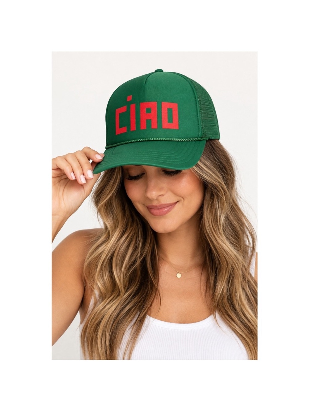 Clare V Ciao Trucker SnapBack Hat Green One Size